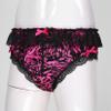 Lejafay Sissy Men's Silky Satin Ruffled Lace Trim Lingerie Underwear French Maid Crossdress Panties Hot_Pink Medium view 3