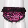 Lejafay Sissy Men's Silky Satin Ruffled Lace Trim Lingerie Underwear French Maid Crossdress Panties Hot_Pink Medium view 4