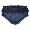 Lejafay Sissy Men's Silky Satin Ruffled Lace Trim Lingerie Underwear French Maid Crossdress Panties Dark_Blue X-Large view 1