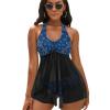 BAIKUTOUAN Blue Paisley Bandana Women Two Piece Bikini Sets with Cover Up Skirt Swimsuit view 1