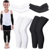 Charniol 4 Pairs Kids Arm Sleeves for Basketball Kids Long Compression Leg Sleeves and Arm Sleeves Youth Basketball Leg Sleeves(Black and White,Large) view 1