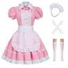 Colorful House Women's Cosplay French Apron Maid Fancy Dress Costume (3X-Large, Pink-6Pcs) view 1