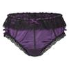 Lejafay Sissy Men's Silky Satin Ruffled Lace Trim Lingerie Underwear French Maid Crossdress Panties Purple Medium view 1