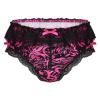 Alvivi Men's Low Waist Ruffled Lace Satin Bikini Briefs Underwear Sissy Crossdressing Pajamas Hot_Pink Medium view 1