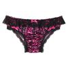 Alvivi Men's Low Waist Ruffled Lace Satin Bikini Briefs Underwear Sissy Crossdressing Pajamas Hot_Pink Medium view 3