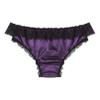 Moily Men's Satin Shiny Lace Trim Bowknot Bikini Briefs Panties Sissy Crossdressing Underwear Purple Medium view 4