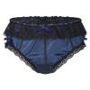 Alvivi Men's Low Waist Ruffled Lace Satin Bikini Briefs Underwear Sissy Crossdressing Pajamas Dark_Blue Medium view 1