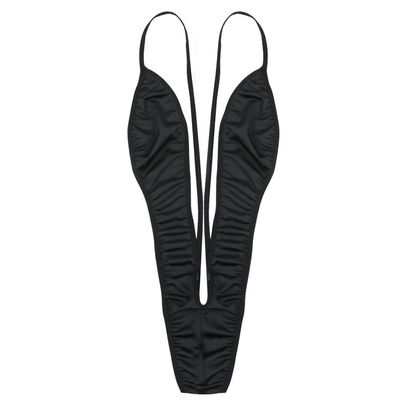 Sywiyi Women's One Piece Bathing Suit Bikini Deep V Neck Thong Bodysuit Sling Shot Monokini Swimsuits Black C One Size