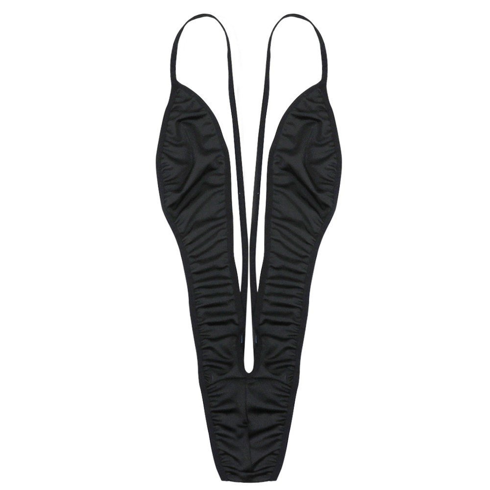 Sywiyi Women's One Piece Bathing Suit Bikini Deep V Neck Thong Bodysuit Sling Shot Monokini Swimsuits Black C One Size