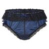 Moily Men's Satin Shiny Lace Trim Bowknot Bikini Briefs Panties Sissy Crossdressing Underwear Dark_Blue X-Large view 1