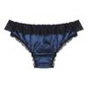 Moily Men's Satin Shiny Lace Trim Bowknot Bikini Briefs Panties Sissy Crossdressing Underwear Dark_Blue X-Large view 4