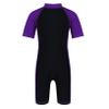 Freebily Kids Boys One Piece Rash Guard Wetsuit Short Sleeves Zippered Surfing Jumpsuit Purple&Black D 3-4 view 2