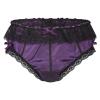 Alvivi Men's Low Waist Ruffled Lace Satin Bikini Briefs Underwear Sissy Crossdressing Pajamas Purple Medium view 1