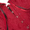 Haorugut Women's Overbust Corset Top Bustier - Satin Floral Lace Up - Wine Red M view 4