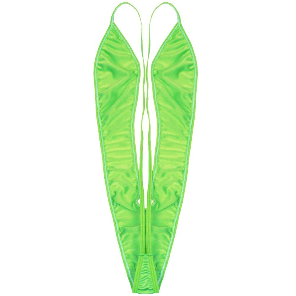 Sywiyi Women's One Piece Bathing Suit Bikini Deep V Neck Thong Bodysuit Sling Shot Monokini Swimsuits Green C One Size