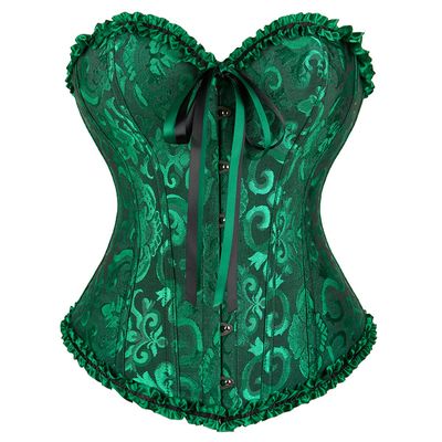 Haorugut Black and Green Corset for Women Plus Size Corsets and Bustiers Lace up Victorian Corset Green 7XL