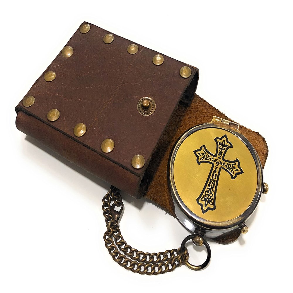 Brass Compass Cross and May Your Faith Always Guide You Engraved. Keepsake Confirmation Gift Ideas, Heavenly Gift of Faith. The Perfect Baptism, Birthday
