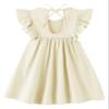 JNKLWPJS Toddler Linen Dress Baby Girls Ruffle Halter Sleeveless Casual Party Dresses Beige 90CM view 3