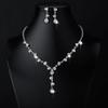 Fdesigner Wedding Rhinestone Necklace Earrings Set Silver Pearl Bride Jewelry Set Bridal Choker Necklace Drop Sparkly Earrings Dangle Women Collection for Party Evening Club Festival (Queen) view 2