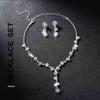 Fdesigner Wedding Rhinestone Necklace Earrings Set Silver Pearl Bride Jewelry Set Bridal Choker Necklace Drop Sparkly Earrings Dangle Women Collection for Party Evening Club Festival (Queen) view 4