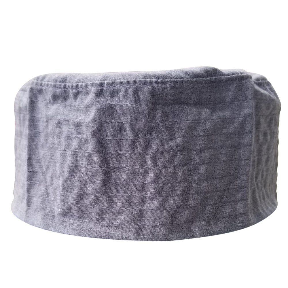 Flat-top Muslim Prayer Cap - Plain Faded Gray Fabric Double-Layered 3-inch Tall Kufi Topi Tupi Head Cover Islamic Namaz Salah Hat (XS- 21" (53.3cm))