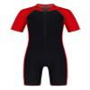 JEATHA Kids Girls Boys One Piece Swimsuit Short Sleeve Rash Guard with Zipper Front Bathing Suit Swimwear Red&Black A 10-12 view 1