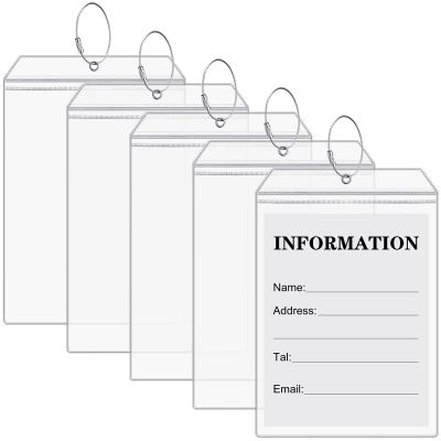 Saintrygo Golf Luggage Tags 9 x 6 Inch Clear PVC Waterproof Zipper Plastic Pouch with Steel Loops for Travel Shipping Golf Bag(5 Pieces)