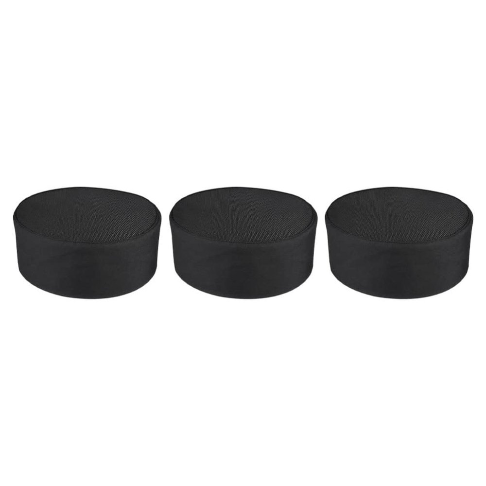 3pcs Adjustable Chef Caps Breathable Mesh Chef Hats for Men and Women for Restaurants Cooking and Home Use Black