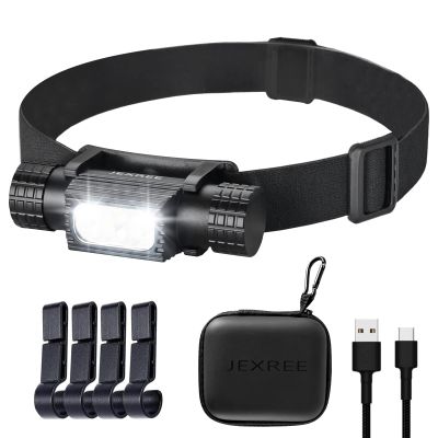 Jexree LED Rechargeable Headlamp 1200 High Lumen Super Bright Headlamp Hard Hat LED Headlamp with 7 Modes for Adults Hiking Running Camping Gear