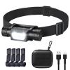 Jexree LED Rechargeable Headlamp 1200 High Lumen Super Bright Headlamp Hard Hat LED Headlamp with 7 Modes for Adults Hiking Running Camping Gear view 1