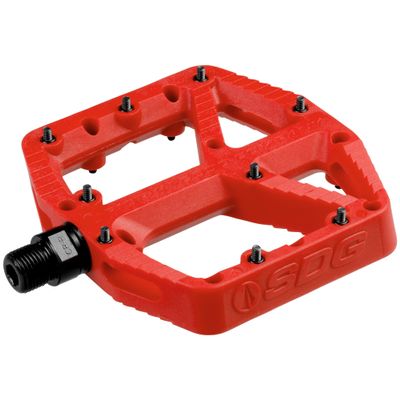 SDG Components, Comp, Platform Pedals, Body: Composite, Spindle: Cr-Mo, 9/16'', Red, Pair