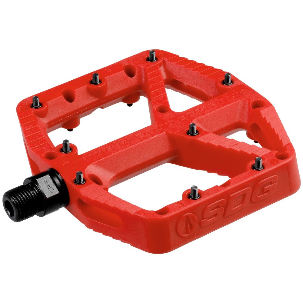 SDG Components, Comp, Platform Pedals, Body: Composite, Spindle: Cr-Mo, 9/16'', Red, Pair