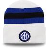 Inter Winter Cap with Flap New Logo with Stripes, Acrylic, Unisex Adult, White/Black/Blue, One Size view 1