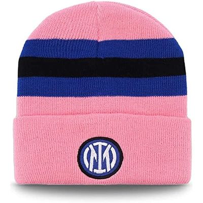 Inter Standard Football Fan, Pink with Black/Blue Stripes, One Size