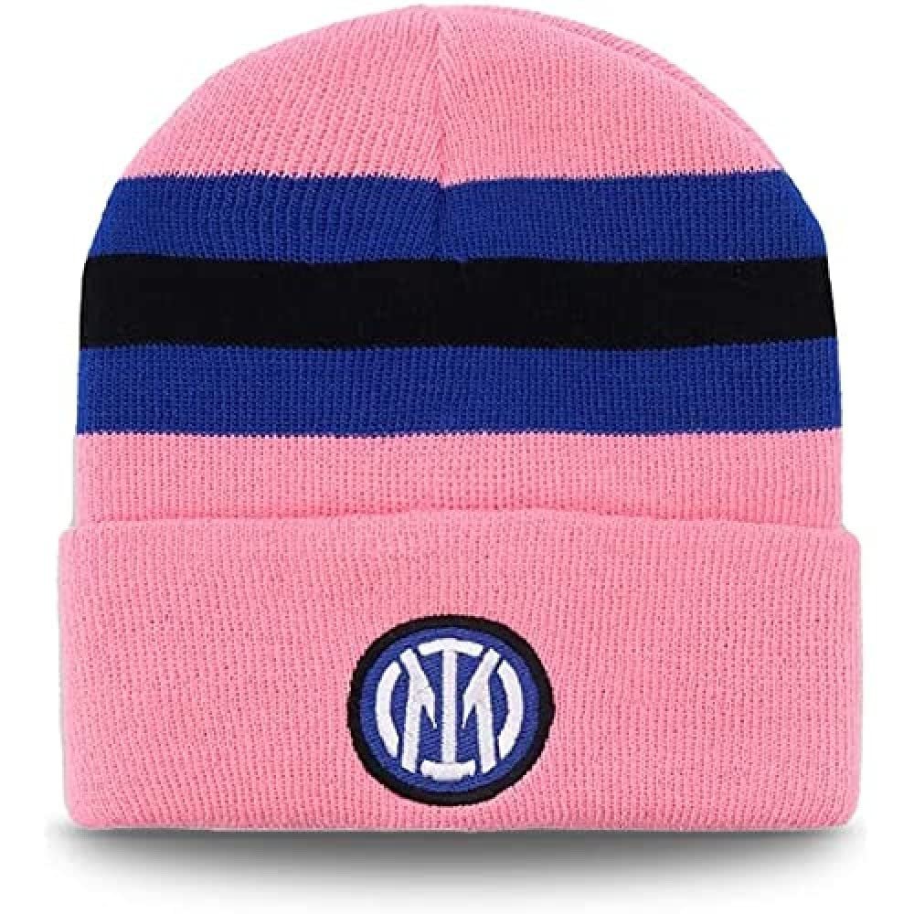 Inter Standard Football Fan, Pink with Black/Blue Stripes, One Size