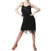 IKADEX Women's Latin Dance Dress Sequins Fringe Tassel 1920s Fapper Rave Party Dresses Ballroom Costume Black XXXL view 1