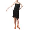 IKADEX Women's Latin Dance Dress Sequins Fringe Tassel 1920s Fapper Rave Party Dresses Ballroom Costume Black XXXL view 4