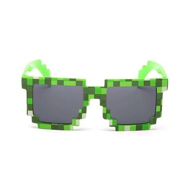 JINTOU Colorful Creeper Block Pixel 8-Bit Party Favor Kids Childrens Boy Girl Fun Cute Gamer Sunglasses Pixel Sunglasses, Birthday Party Favors for Kids and Adults (Green)
