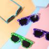 JINTOU Colorful Creeper Block Pixel 8-Bit Party Favor Kids Childrens Boy Girl Fun Cute Gamer Sunglasses Pixel Sunglasses, Birthday Party Favors for Kids and Adults (Green) view 2