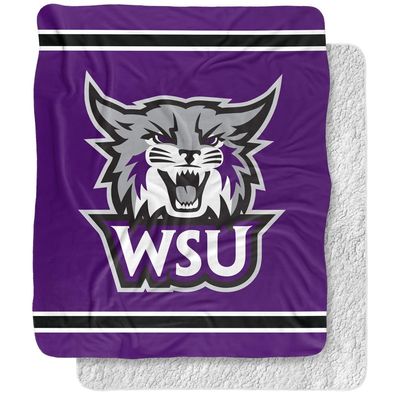 Weber State University Blanket, 50"x60" Primary Logo Stripes Silky Touch Sherpa Back Super Soft Throw Blanket