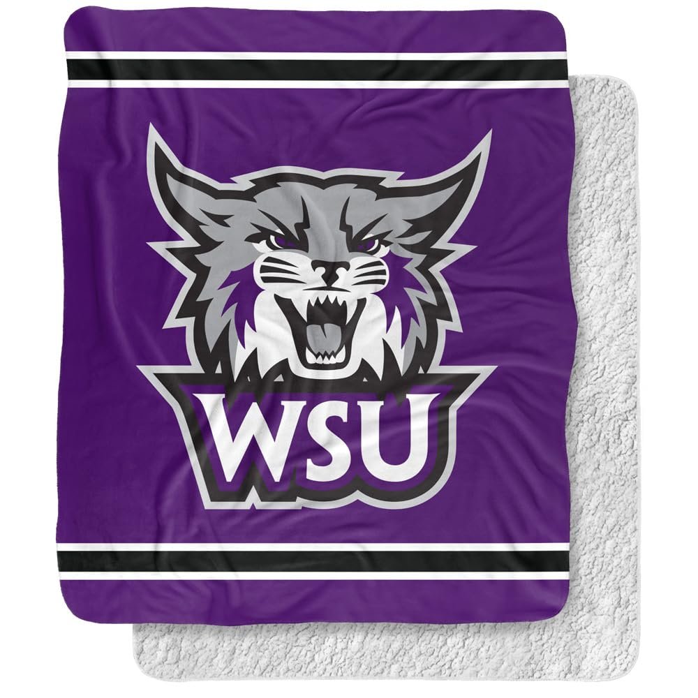 Weber State University Blanket, 50"x60" Primary Logo Stripes Silky Touch Sherpa Back Super Soft Throw Blanket