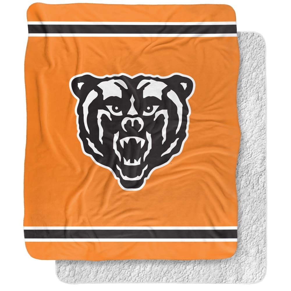 Mercer University Blanket, 50"x60" Primary Logo Stripes Silky Touch Sherpa Back Super Soft Throw Blanket