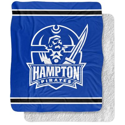 Hampton University Blanket, 50"x60" Primary Logo Stripes Silky Touch Sherpa Back Super Soft Throw Blanket