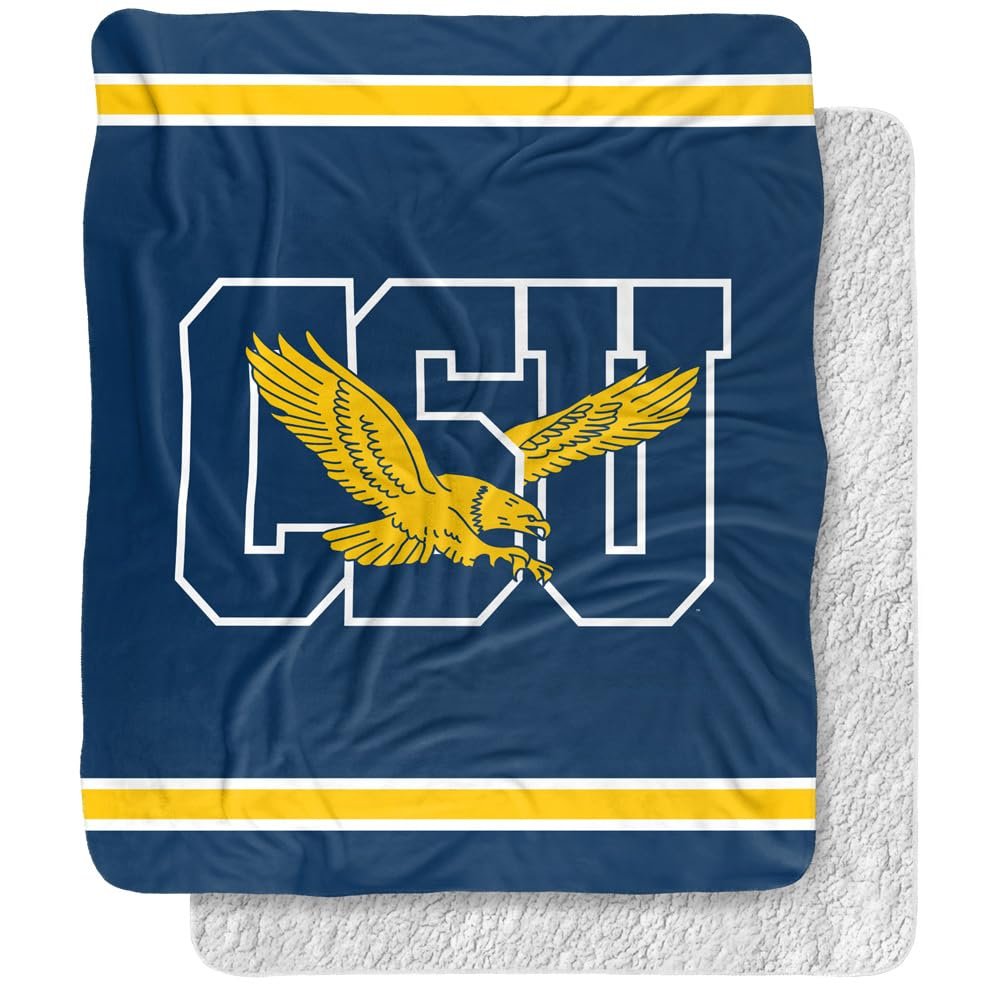 Coppin State University Blanket, 50"x60" Primary Logo Stripes Silky Touch Sherpa Back Super Soft Throw Blanket