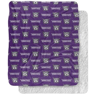 Weber State University Blanket, 50"x60" Logo Pattern Silky Touch Sherpa Back Super Soft Throw Blanket