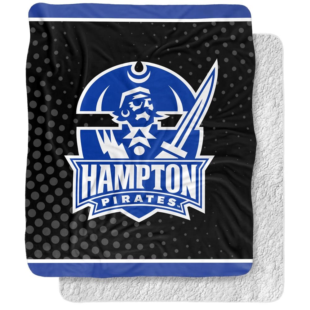 Hampton University Blanket, 50"x60" Logo Dots Silky Touch Sherpa Back Super Soft Throw Blanket