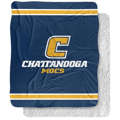 University of Tennessee at Chattanooga Blanket, 50"x60" Primary Logo Stripes Silky Touch Sherpa Back Super Soft Throw Blanket