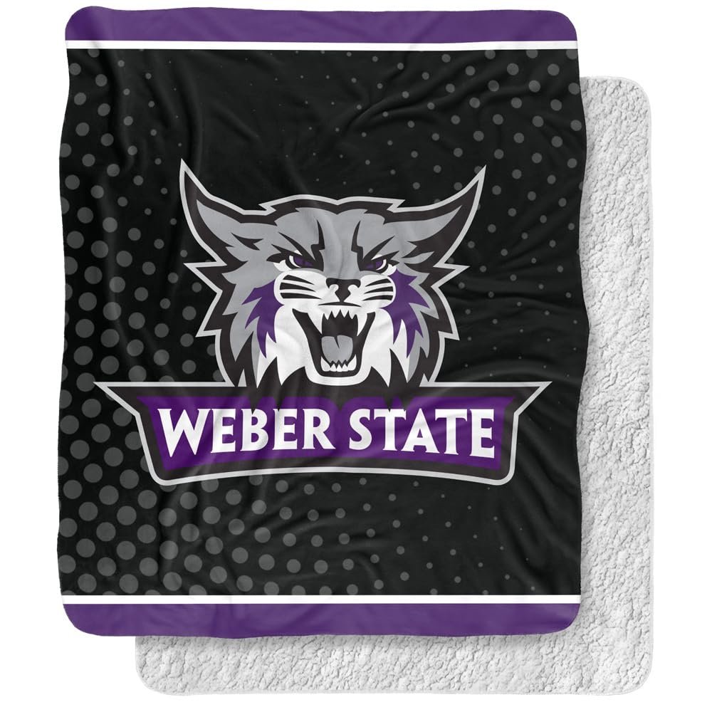 Weber State University Blanket, 50"x60" Logo Dots Silky Touch Sherpa Back Super Soft Throw Blanket