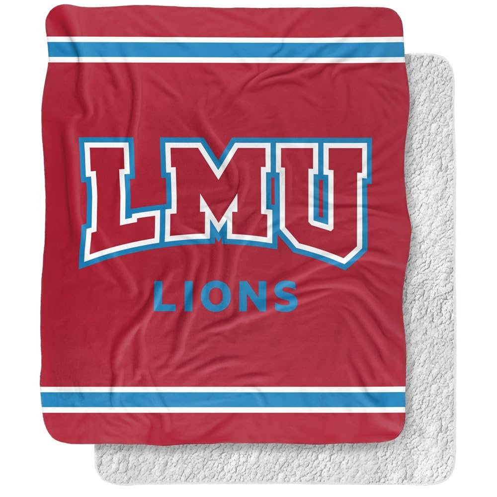 Loyola Marymount University Blanket, 50"x60" Primary Logo Stripes Silky Touch Sherpa Back Super Soft Throw Blanket