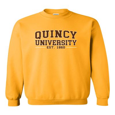 CreateMyTee | Quincy University Est 1860 Crewneck Sweatshirt (Gold, Medium)